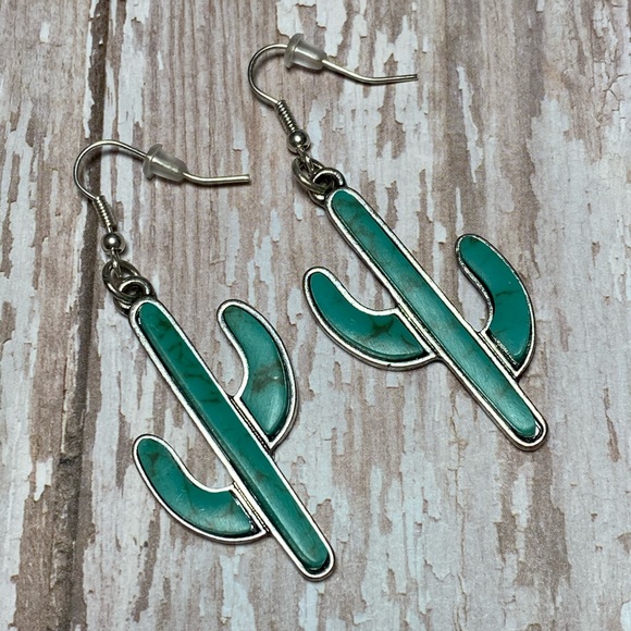 Jewelry - Western Cactus Fish Hook Earrings